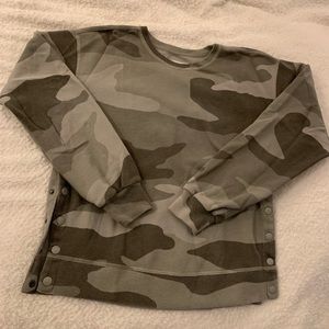 Abercrombie & Fitch Camo Button Open Hem Sweatshirt
